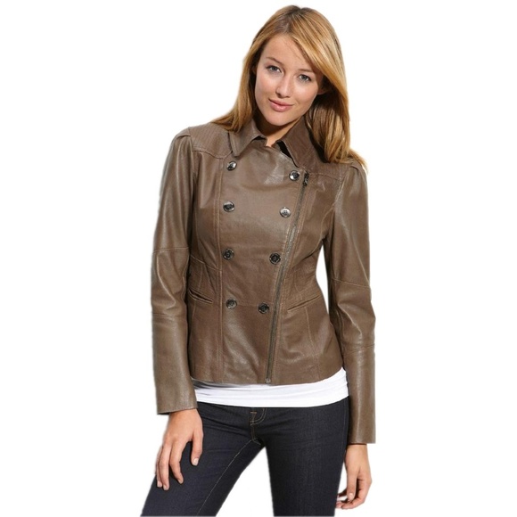 NEW Kenneth Cole Mushroom Leather JacketFinal Price